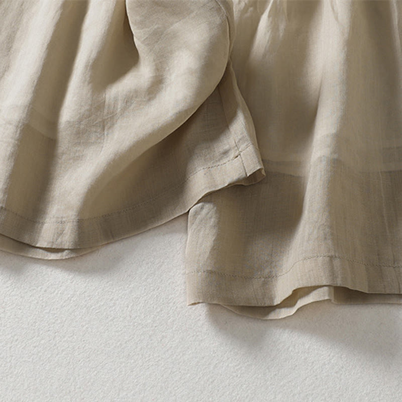 Pantalones anchos hasta el tobillo de algodón y lino con cordón ajustable para mujer, estilo casual Buddha Stones, con bolsillos - image 10