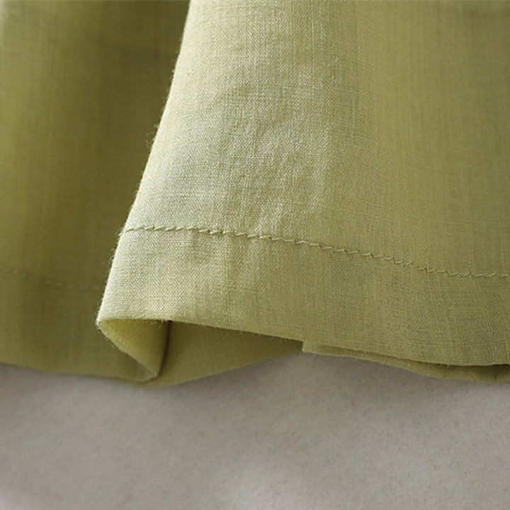 Pantalones anchos hasta el tobillo de algodón y lino con cordón ajustable para mujer, estilo casual Buddha Stones, con bolsillos - image 21