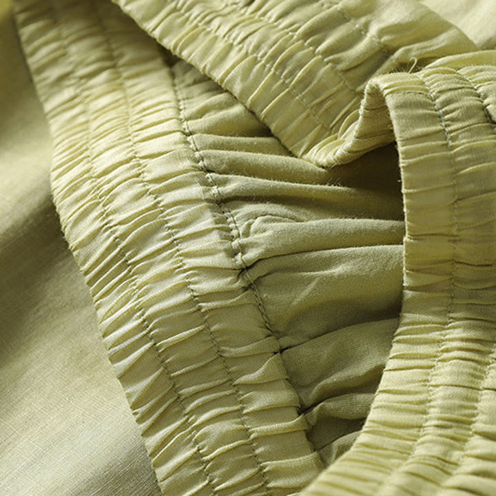 Pantalones anchos hasta el tobillo de algodón y lino con cordón ajustable para mujer, estilo casual Buddha Stones, con bolsillos - image 18