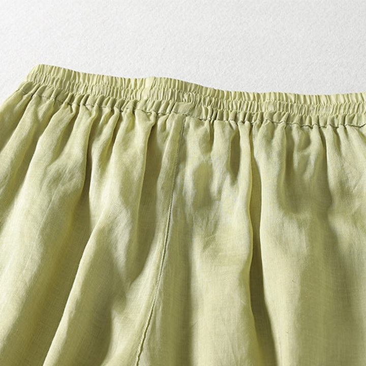 Pantalones anchos hasta el tobillo de algodón y lino con cordón ajustable para mujer, estilo casual Buddha Stones, con bolsillos - image 16