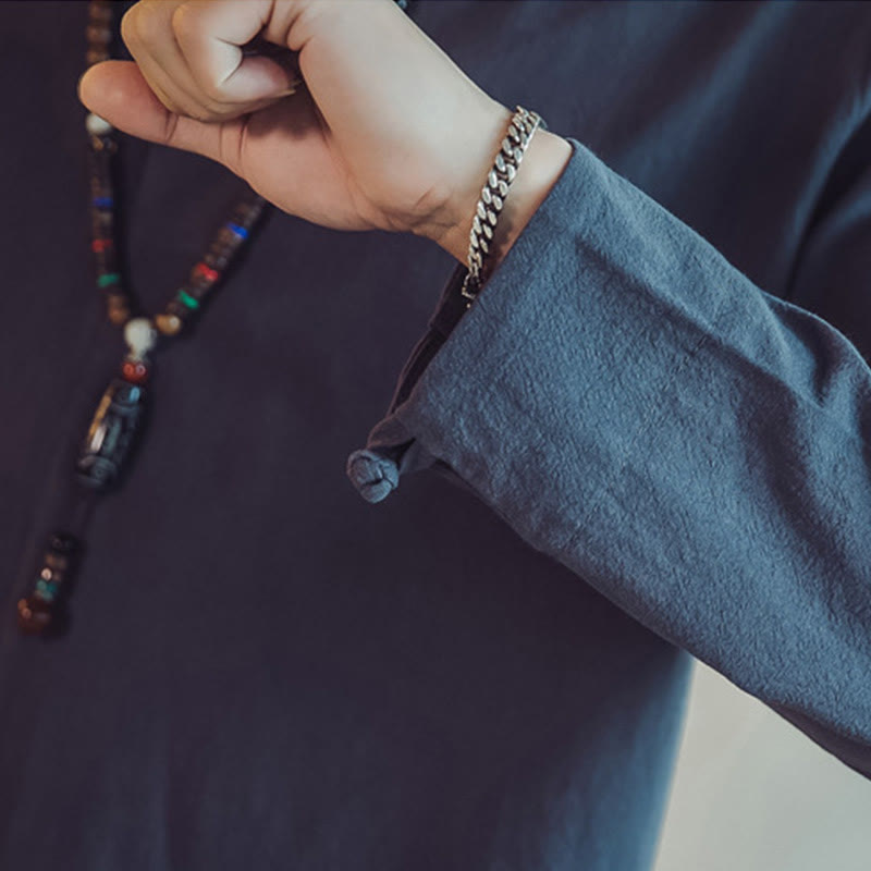 Conjunto de 2 piezas de camisa de algodón con Buddha Stones y pantalones hasta los tobillos con bolsillos para hombre. - image 46