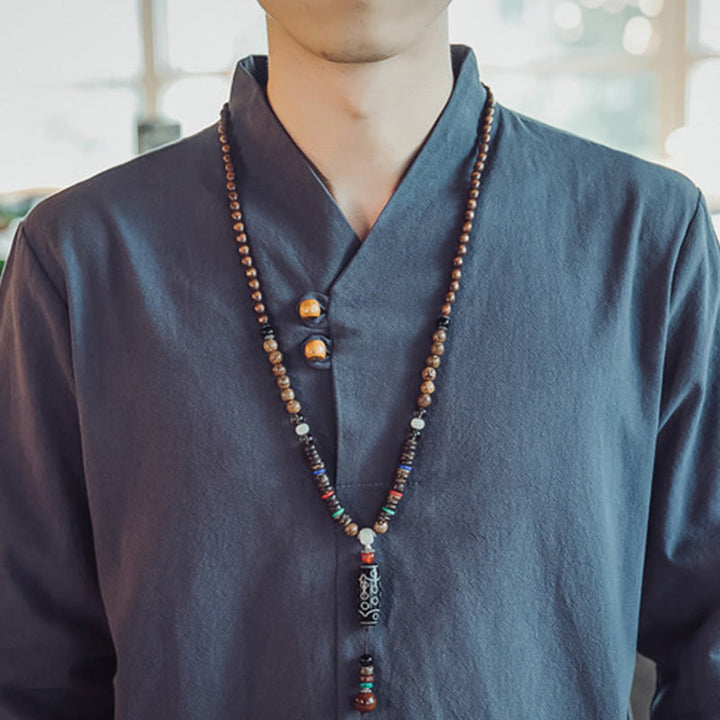 Conjunto de 2 piezas de camisa de algodón con Buddha Stones y pantalones hasta los tobillos con bolsillos para hombre. - image 44