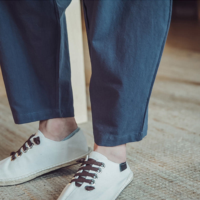 Conjunto de 2 piezas de camisa de algodón con Buddha Stones y pantalones hasta los tobillos con bolsillos para hombre. - image 48