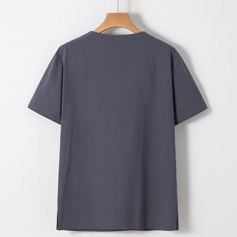 Conjunto de 2 piezas de camisa y pantalones de algodón con bolsillos y diseño de grullas con caracteres chinos de Buddha Stones y tela de meditación para hombre - image 18