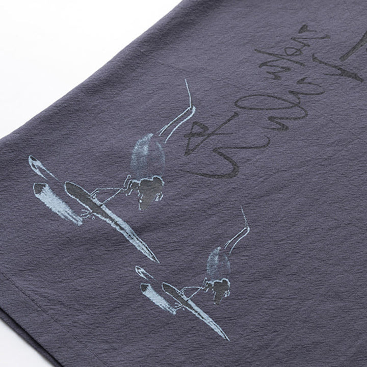 Conjunto de 2 piezas de camisa y pantalones de algodón con bolsillos y diseño de grullas con caracteres chinos de Buddha Stones y tela de meditación para hombre - image 24