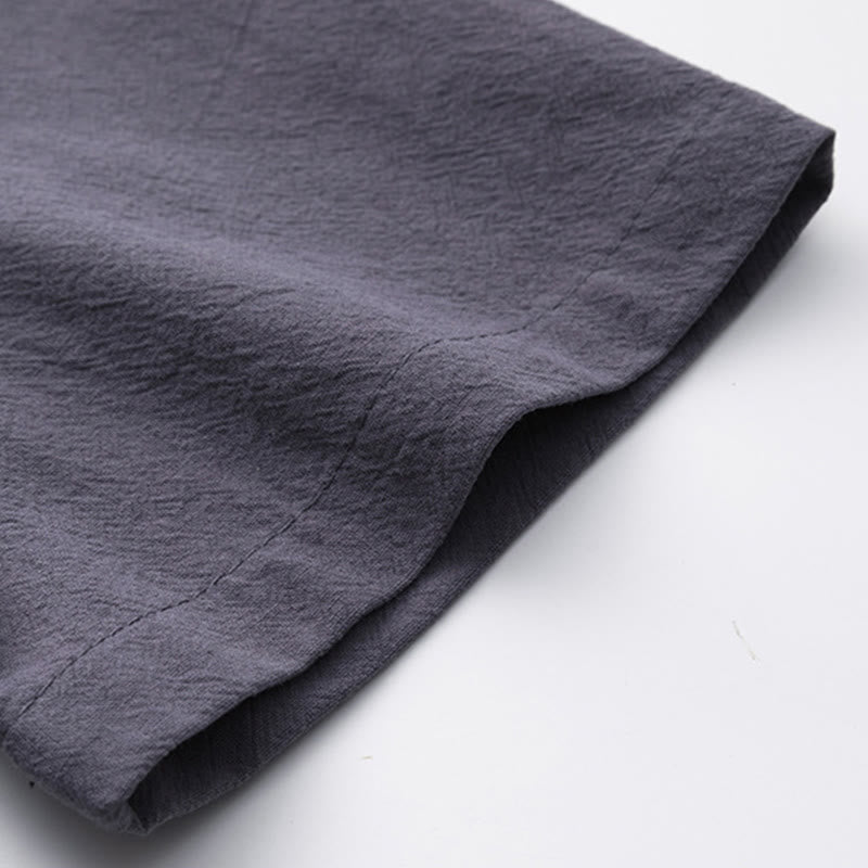 Conjunto de 2 piezas de camisa y pantalones de algodón con bolsillos y diseño de grullas con caracteres chinos de Buddha Stones y tela de meditación para hombre - image 26