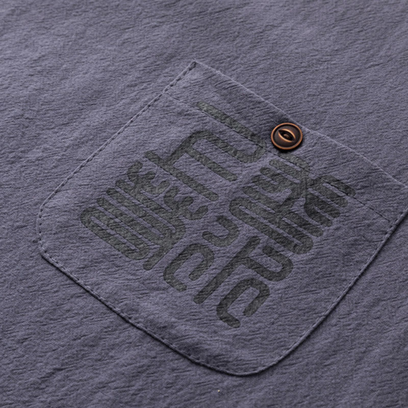 Conjunto de 2 piezas de camisa y pantalones de algodón con bolsillos y diseño de grullas con caracteres chinos de Buddha Stones y tela de meditación para hombre - image 20