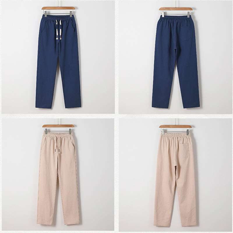Conjunto de 2 piezas de camisa y pantalones de algodón con bolsillos y diseño de grullas con caracteres chinos de Buddha Stones y tela de meditación para hombre - image 5
