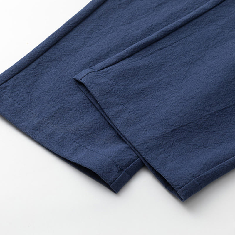 Conjunto de 2 piezas de camisa y pantalones de algodón con bolsillos y diseño de grullas con caracteres chinos de Buddha Stones y tela de meditación para hombre - image 15