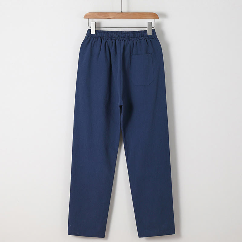 Conjunto de 2 piezas de camisa y pantalones de algodón con bolsillos y diseño de grullas con caracteres chinos de Buddha Stones y tela de meditación para hombre - image 8