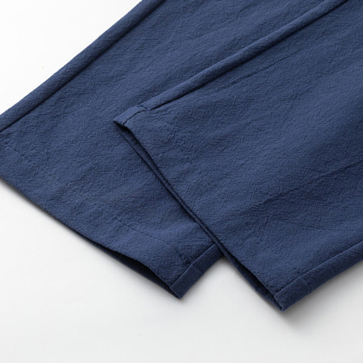 Conjunto de 2 piezas de camisa y pantalones de algodón con bolsillos y diseño de grullas con caracteres chinos de Buddha Stones y tela de meditación para hombre - image 14