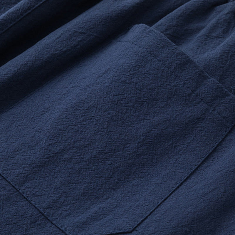 Conjunto de 2 piezas de camisa y pantalones de algodón con bolsillos y diseño de grullas con caracteres chinos de Buddha Stones y tela de meditación para hombre - image 13