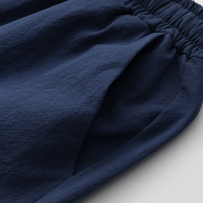 Conjunto de 2 piezas de camisa y pantalones de algodón con bolsillos y diseño de grullas con caracteres chinos de Buddha Stones y tela de meditación para hombre - image 10