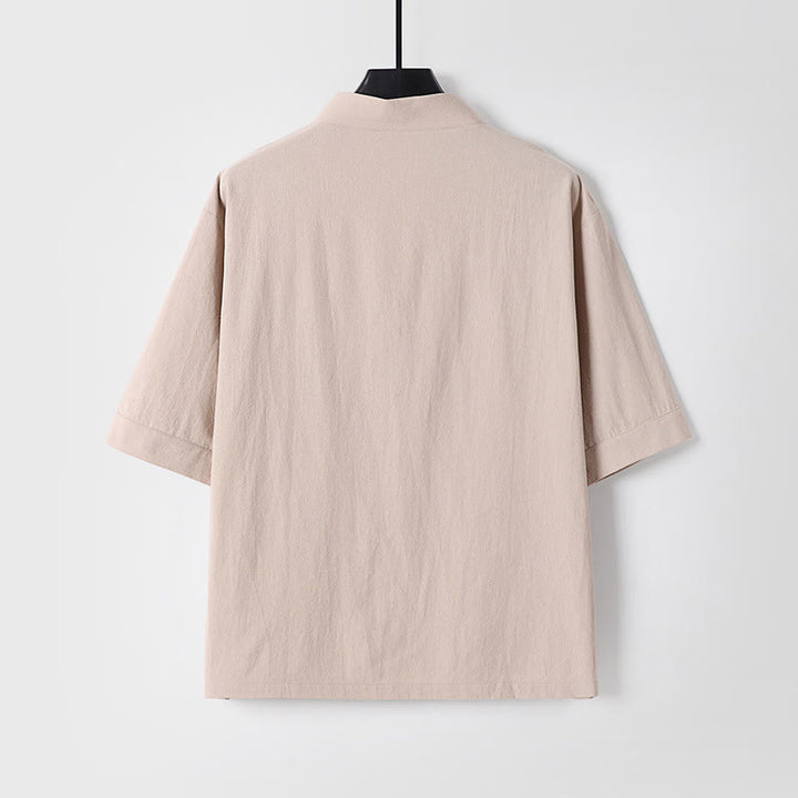 Conjunto de 2 piezas de camisa y pantalones de algodón con cuello en V y bolsillos para meditación de verano para hombre con Buddha Stones - image 17