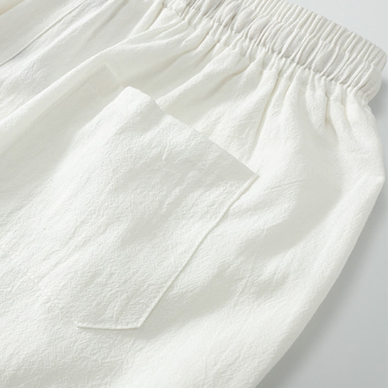 Conjunto de 2 piezas de camisa y pantalones de algodón con cuello en V y bolsillos para meditación de verano para hombre con Buddha Stones - image 10