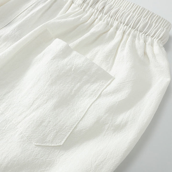 Conjunto de 2 piezas de camisa y pantalones de algodón con cuello en V y bolsillos para meditación de verano para hombre con Buddha Stones - image 10