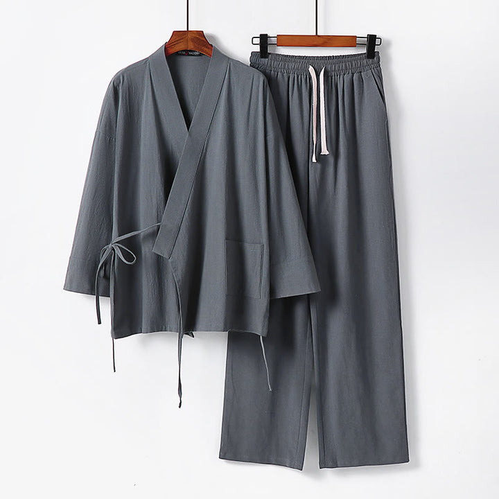 Conjunto de 2 pantalones kimono de algodón con cordones y bolsillos para hombre con Buddha Stones . - Gris - US/UK/AU54, EU64 (9XL) - image 0