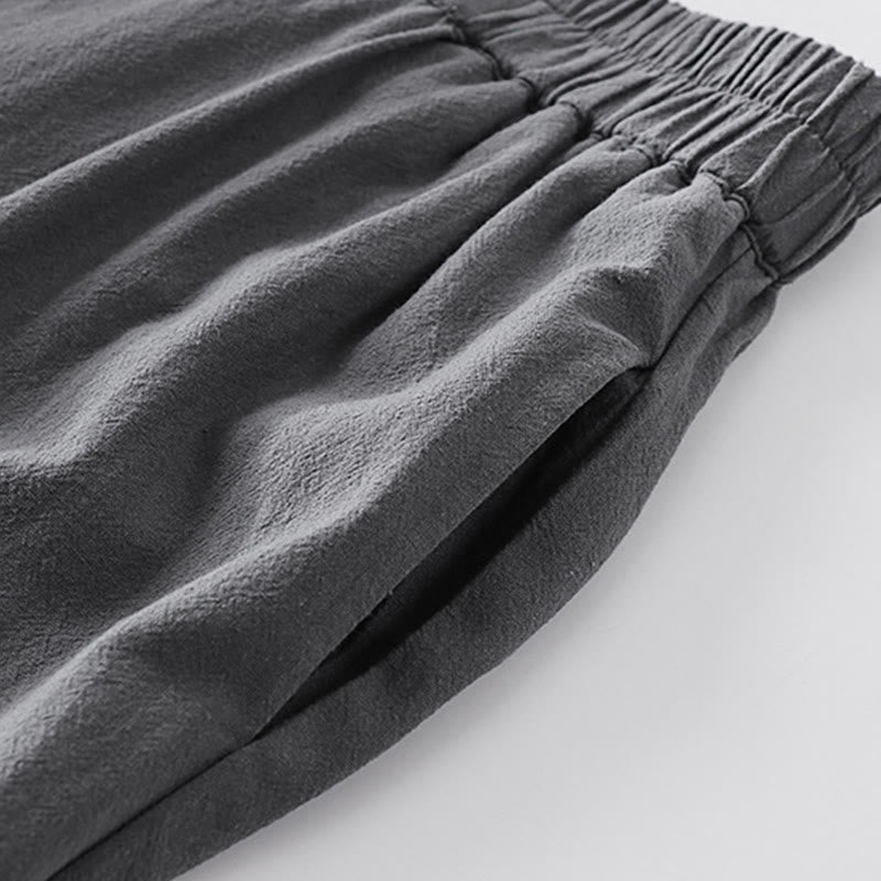 Conjunto de 2 piezas de camisa y pantalones de algodón con cuello en V y media manga con bolsillos para meditación de Buddha Stones para hombre - image 14