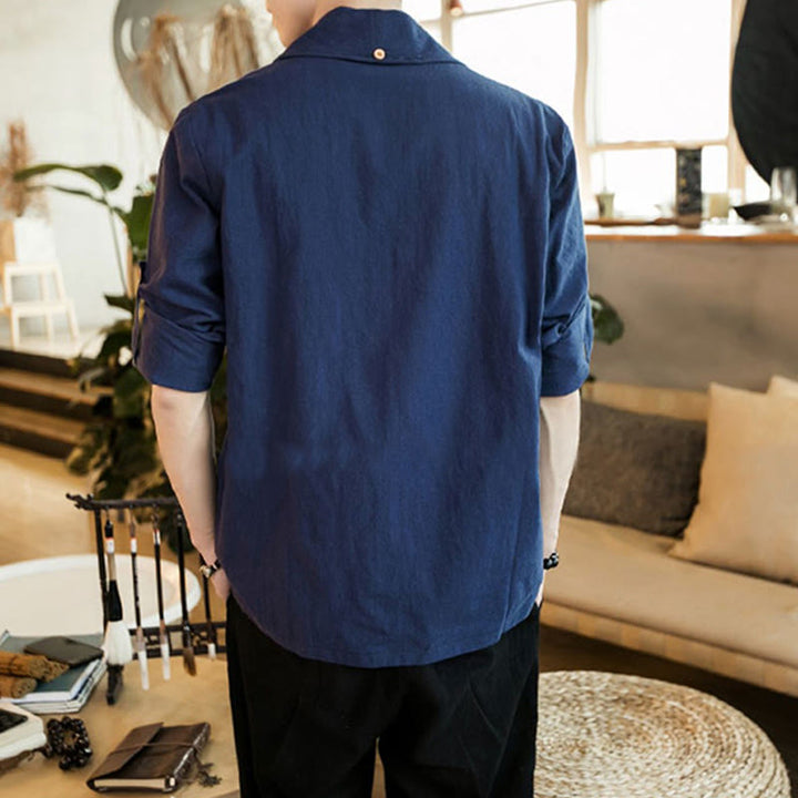 Chaqueta estilo kimono de algodón para hombre con solapas lisas y diseño vintage de Buddha Stones - image 2