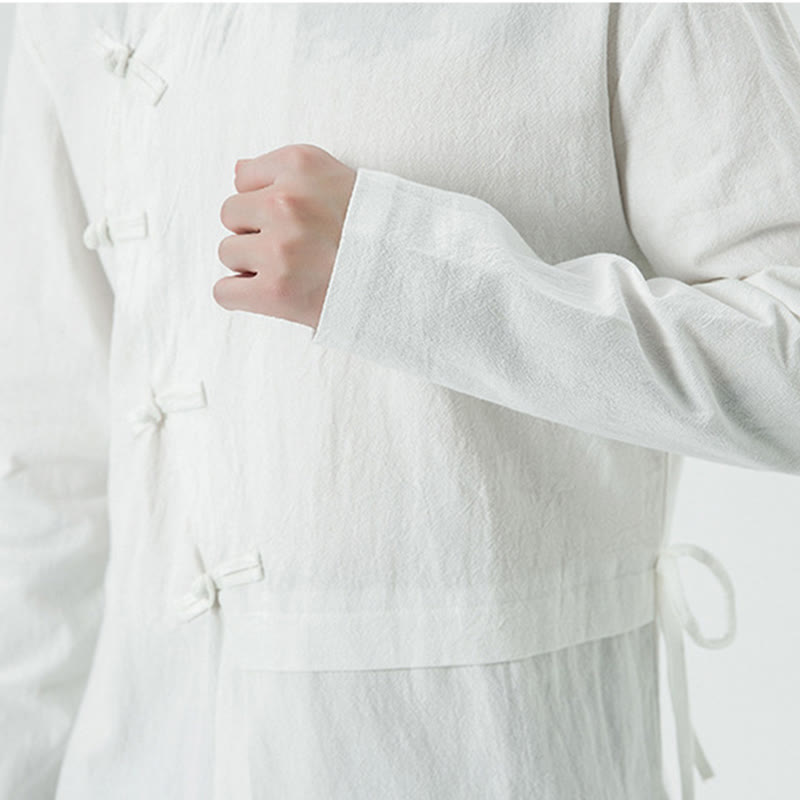 Camisa de algodón de manga larga para hombre con botones de rana y diseño vintage de Buddha Stones - image 9