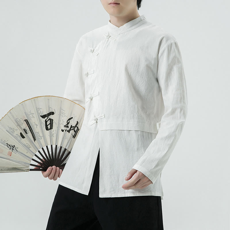 Camisa de algodón de manga larga para hombre con botones de rana y diseño vintage de Buddha Stones - image 5