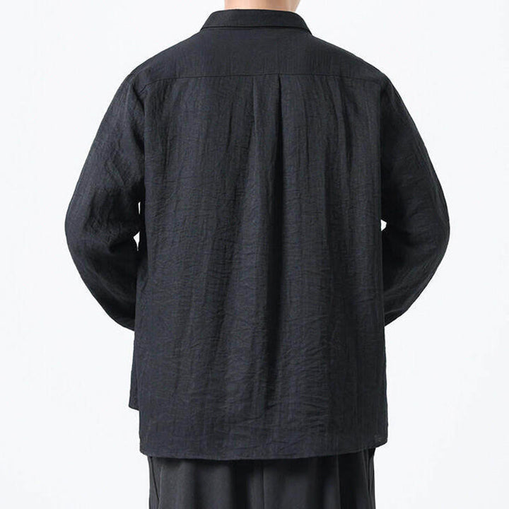 Camisa de algodón de manga larga para hombre, estilo vintage, con botones, cuello alto y Buddha Stones - image 11
