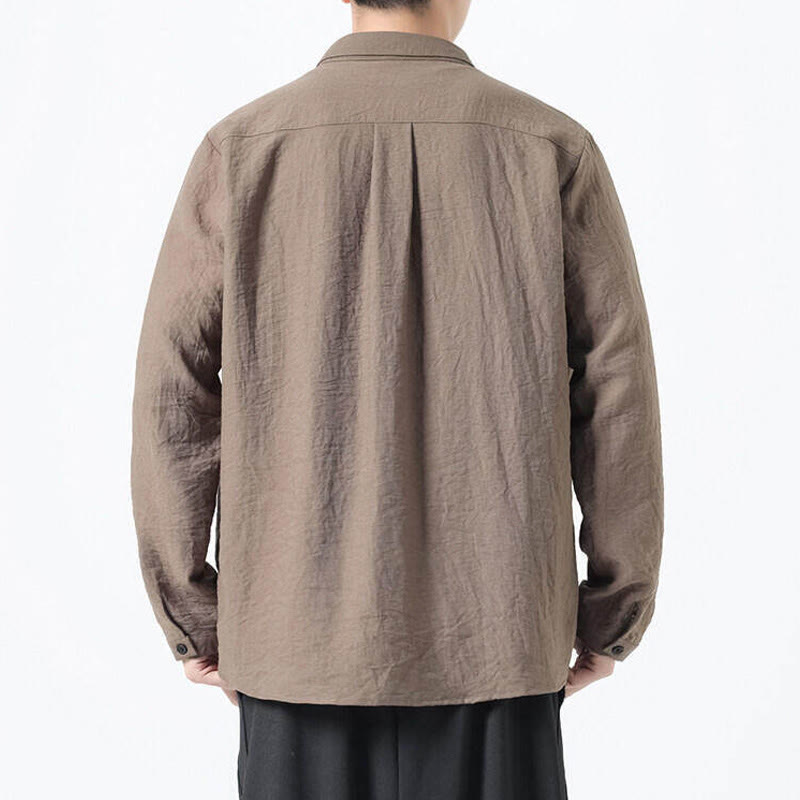 Camisa de algodón de manga larga para hombre, estilo vintage, con botones, cuello alto y Buddha Stones - image 17
