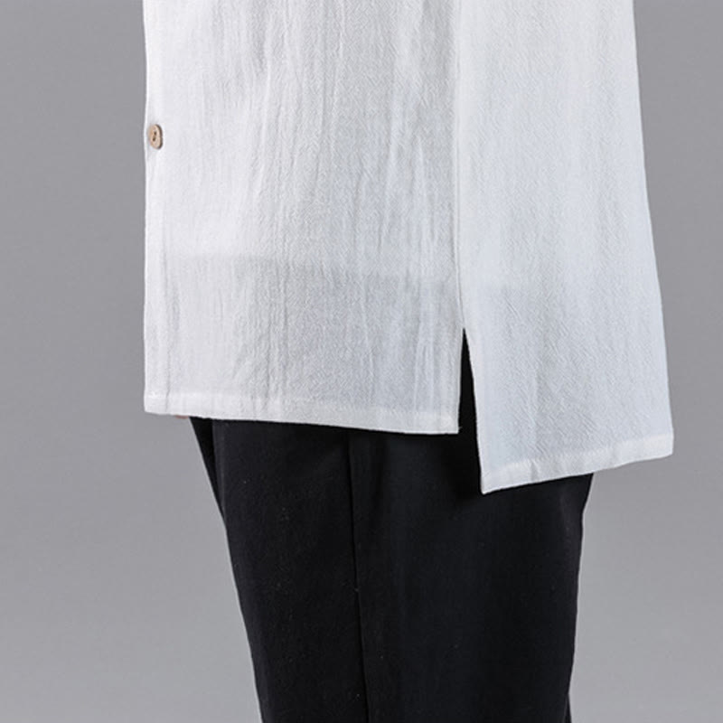 Camisa de algodón para hombre de manga larga con botones y cuello alto con bordado de nubes auspiciosas y Buddha Stones - image 19