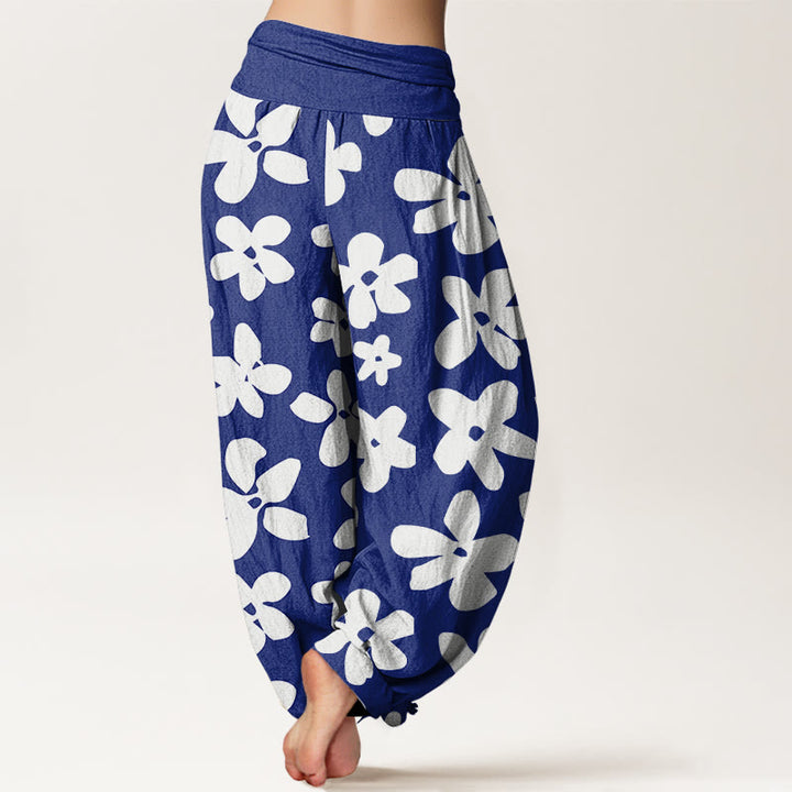 Pantalón tipo harem de algodón estilo bohemio informal con estampado floral y Buddha Stones para mujer, con cintura elástica. - image 6