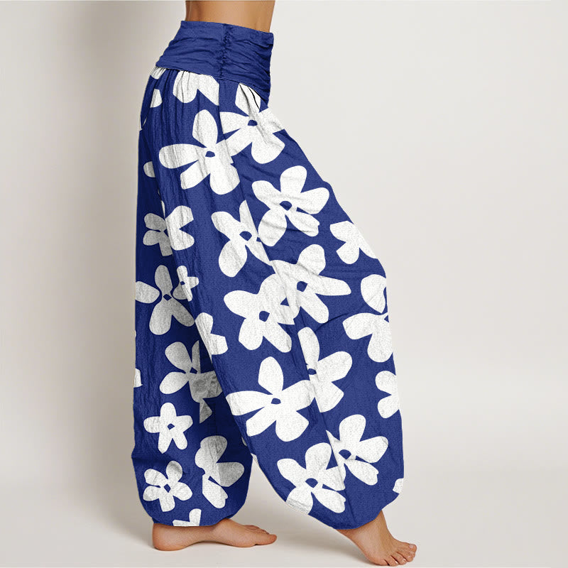 Pantalón tipo harem de algodón estilo bohemio informal con estampado floral y Buddha Stones para mujer, con cintura elástica. - image 5