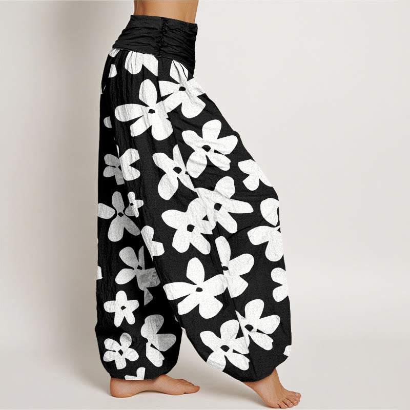Pantalón tipo harem de algodón estilo bohemio informal con estampado floral y Buddha Stones para mujer, con cintura elástica. - image 8