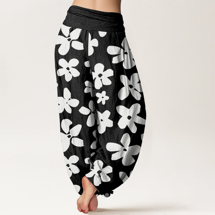 Pantalón tipo harem de algodón estilo bohemio informal con estampado floral y Buddha Stones para mujer, con cintura elástica. - image 9
