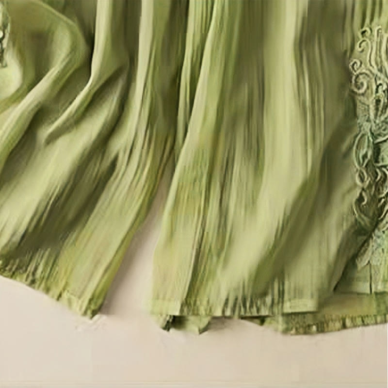Pantalones anchos de lino y algodón con cordón para mujer, diseño retro informal con bordado de Buddha Stones y bolsillos