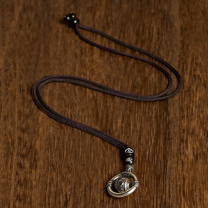 Collar con colgante giratorio de plata bañada en cobre con piedras de Buddha Stones Om Mani Padme Hum y riqueza - image 2