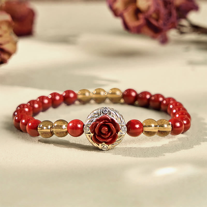 Pulsera de Buddha Stones, cinabrio, angora, concha roja, perla, pétalos de rosa y calma - image 2
