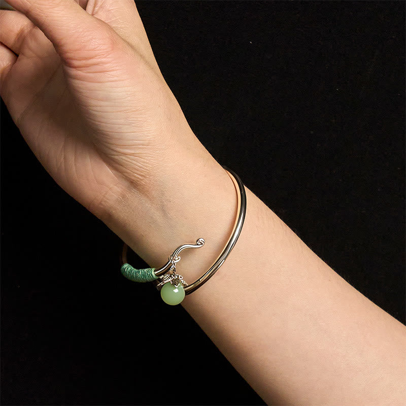 Pulsera brazalete con cuentas verdes de aleación de cobre y Buddha Stones para la suerte - image 15