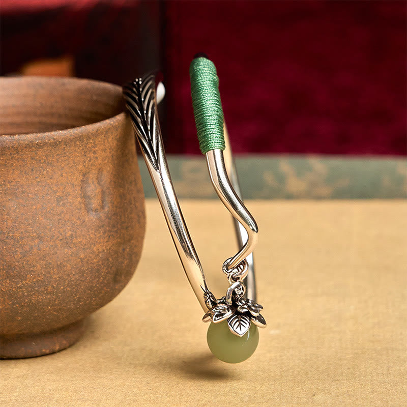 Pulsera brazalete con cuentas verdes de aleación de cobre y Buddha Stones para la suerte - image 5