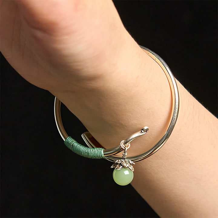 Pulsera brazalete con cuentas verdes de aleación de cobre y Buddha Stones para la suerte - image 16