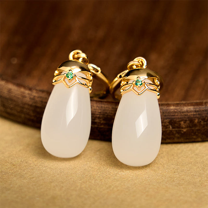 Pendientes de cobre con forma de gota de agua y calcedonia verde de Buddha Stones - image 25