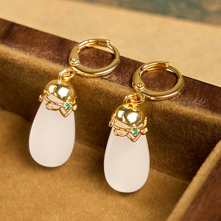 Pendientes de cobre con forma de gota de agua y calcedonia verde de Buddha Stones - image 23