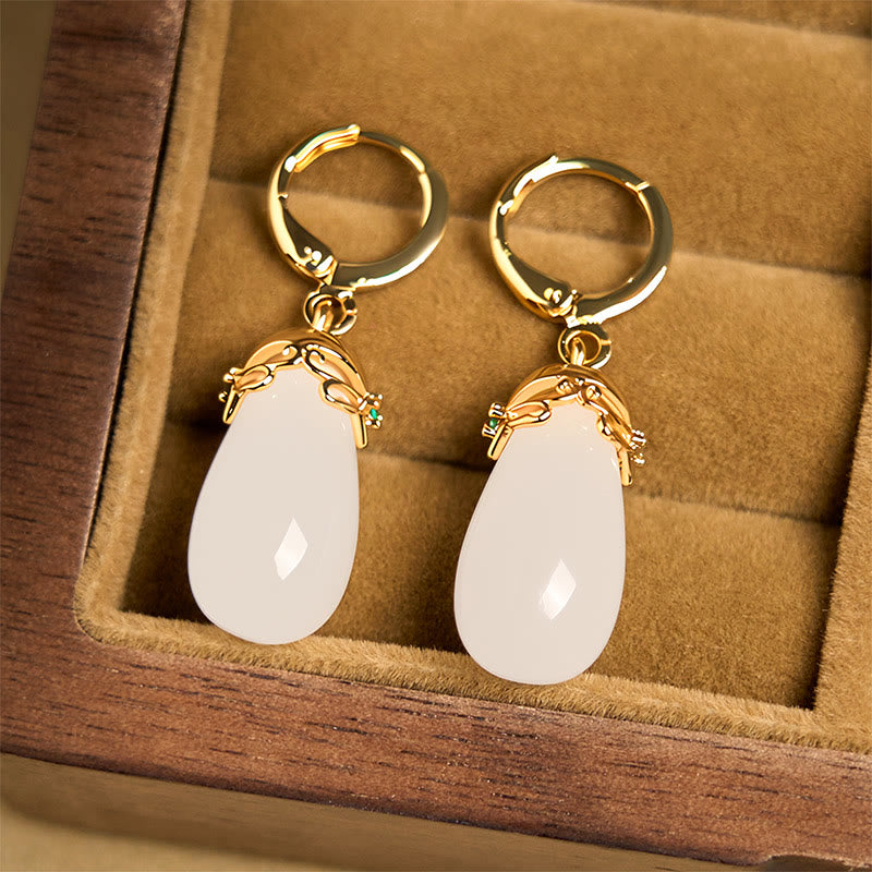 Pendientes de cobre con forma de gota de agua y calcedonia verde de Buddha Stones - image 24