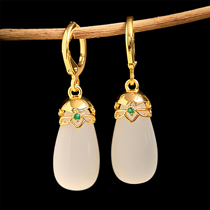 Pendientes de cobre con forma de gota de agua y calcedonia verde de Buddha Stones - image 22