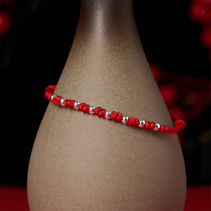 Pulsera de la suerte ajustable con cuentas de hilo rojo de plata de ley 925 y Buddha Stones - image 4