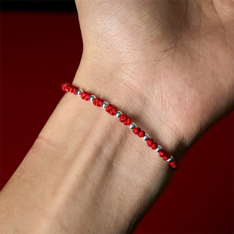 Pulsera de la suerte ajustable con cuentas de hilo rojo de plata de ley 925 y Buddha Stones - image 15