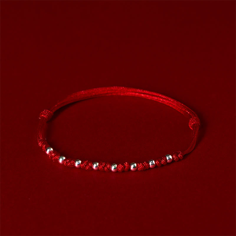 Pulsera de la suerte ajustable con cuentas de hilo rojo de plata de ley 925 y Buddha Stones - image 4