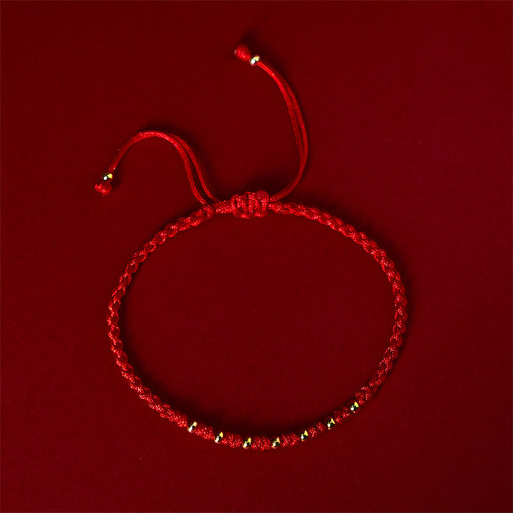 Pulsera trenzada de hilo rojo con cuentas de oro bañadas en plata de ley 925 y Buddha Stones - image 1