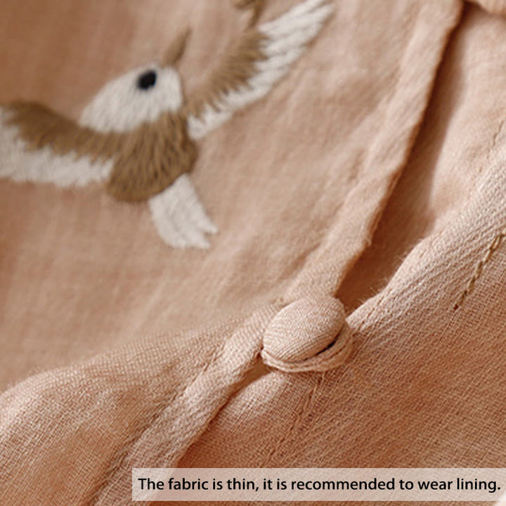 Blusa informal de cuello redondo con Buddha Stones , camisa de manga larga bordada, top de lino y algodón, camisas para mujer - image 2