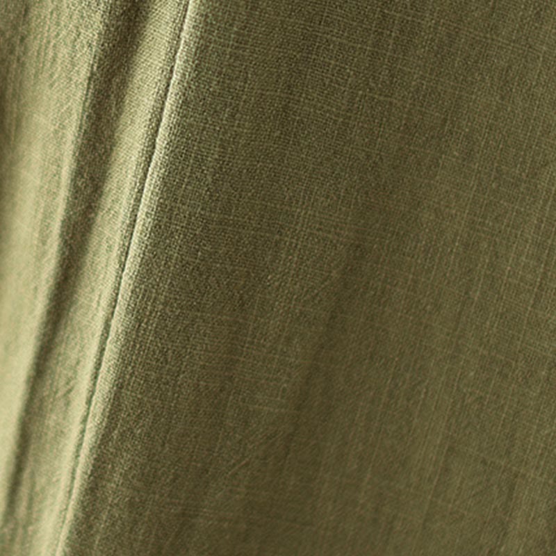 Pantalones de algodón y lino con cintura elástica y bolsillos para mujer con diseño de botones Buddha Stones Commute - image 9