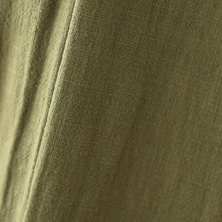 Pantalones de algodón y lino con cintura elástica y bolsillos para mujer con diseño de botones Buddha Stones Commute - image 9