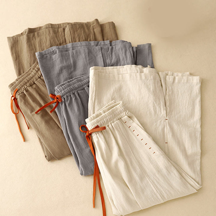 Pantalones casuales de algodón con aberturas laterales y pernera ancha para mujer, largos 7-8, con bolsillos , de Buddha Stones - image 16